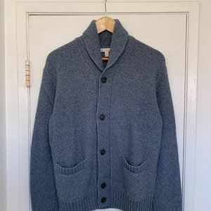 Pre-owned Gap Men's Blue Wool Blend Shawl-Collar Cardigan Sweater - Small